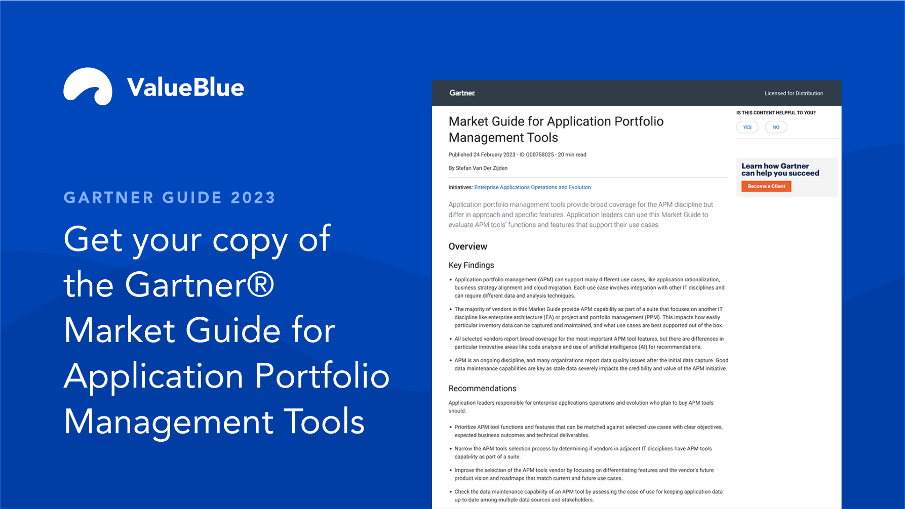 Gartner Market Guide for Application Portfolio Management Tools